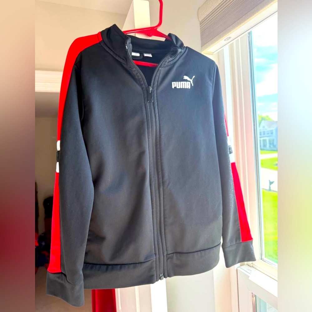 PUMA Kids Black and Red track Jacket size 7